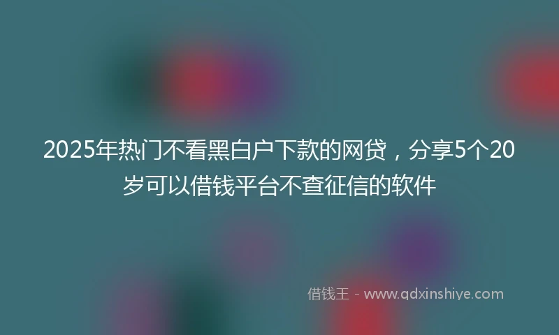 2025年热门不看黑白户下款的网贷，分享5个20岁可以借钱平台不查征信的软件