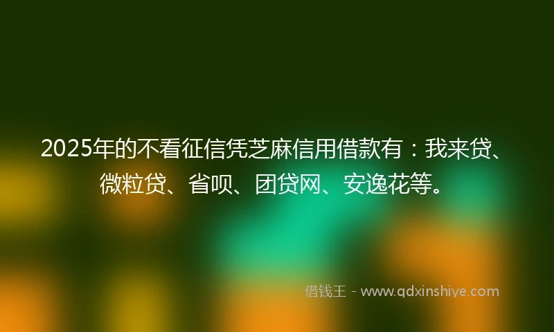 2025年的不看征信凭芝麻信用借款有：我来贷、微粒贷、省呗、团贷网、安逸花等。