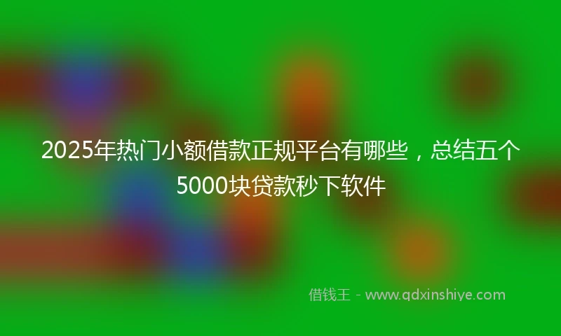2025年热门小额借款正规平台有哪些，总结五个5000块贷款秒下软件
