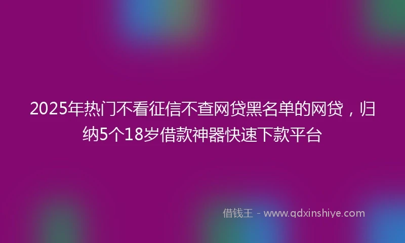 2025年热门不看征信不查网贷黑名单的网贷，归纳5个18岁借款神器快速下款平台