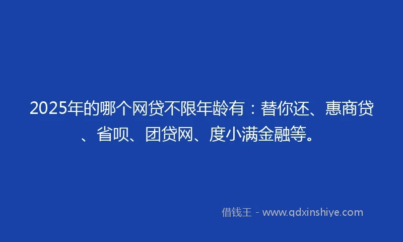 2025年的哪个网贷不限年龄有：替你还、惠商贷、省呗、团贷网、度小满金融等。