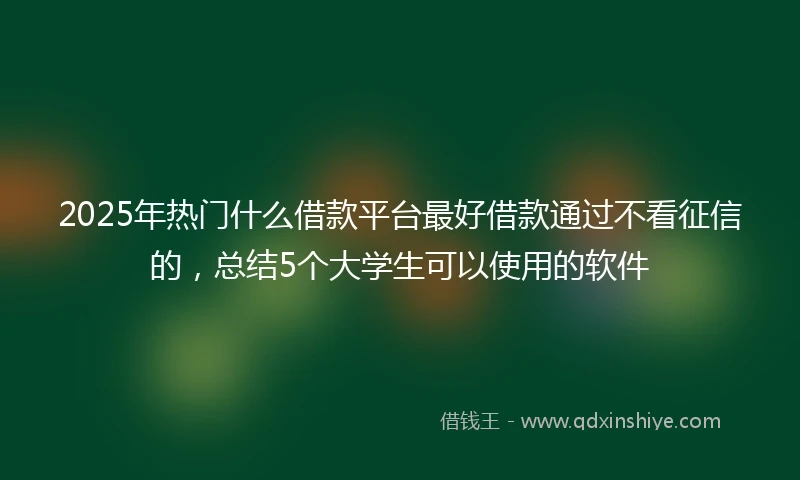 2025年热门什么借款平台最好借款通过不看征信的，总结5个大学生可以使用的软件