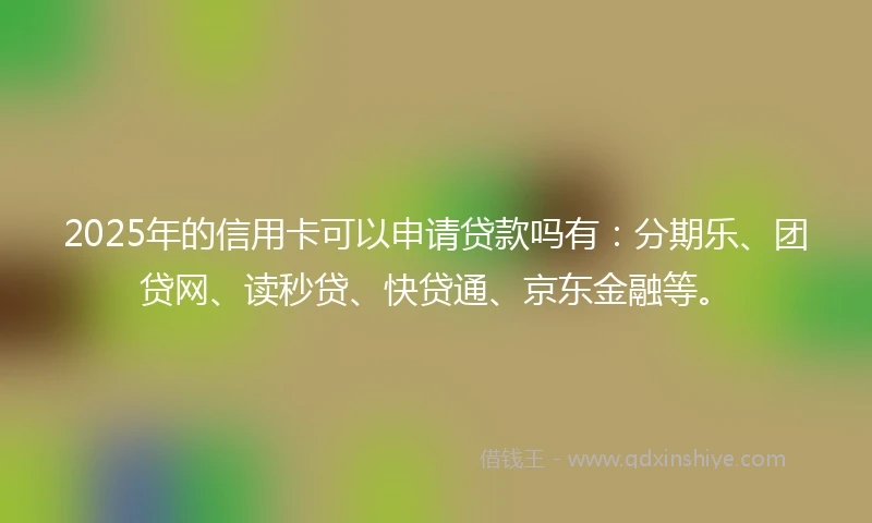 2025年的信用卡可以申请贷款吗有：分期乐、团贷网、读秒贷、快贷通、京东金融等。