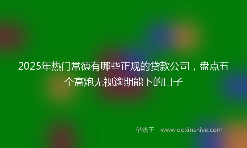 2025年热门常德有哪些正规的贷款公司，盘点五个高炮无视逾期能下的口子