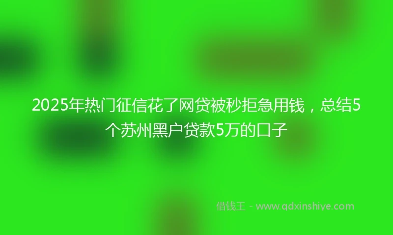 2025年热门征信花了网贷被秒拒急用钱，总结5个苏州黑户贷款5万的口子