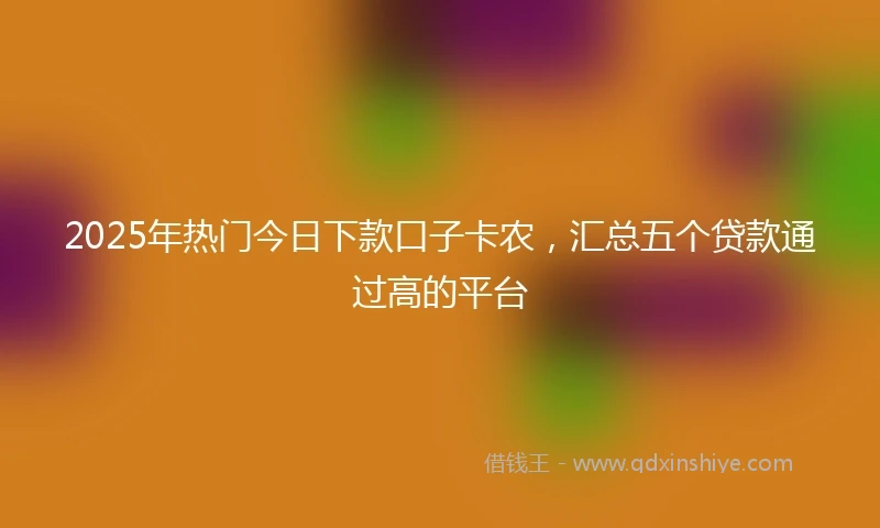 2025年热门今日下款口子卡农，汇总五个贷款通过高的平台