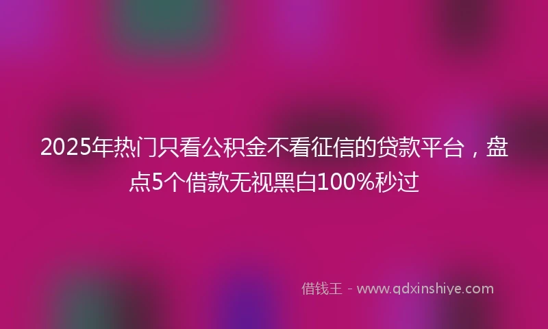 2025年热门只看公积金不看征信的贷款平台,盘点5个借款无视黑白100%秒过