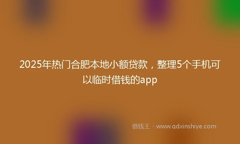 2025年热门合肥本地小额贷款，整理5个手机可以临时借钱的app