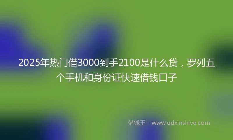 2025年热门借3000到手2100是什么贷，罗列五个手机和身份证快速借钱口子
