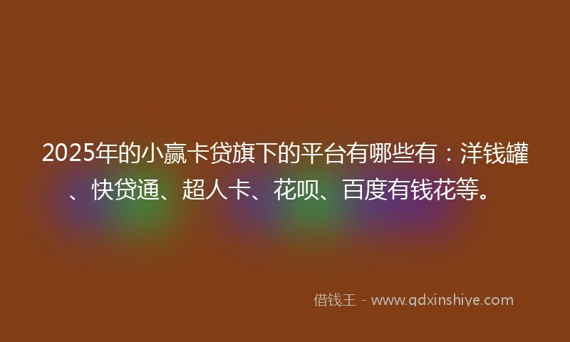 2025年的小赢卡贷旗下的平台有哪些有：洋钱罐、快贷通、超人卡、花呗、百度有钱花等。