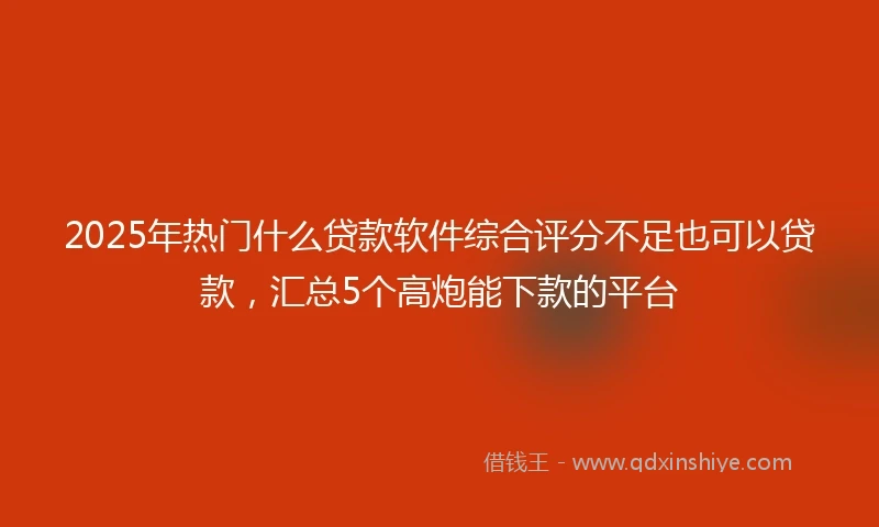 2025年热门什么贷款软件综合评分不足也可以贷款，汇总5个高炮能下款的平台