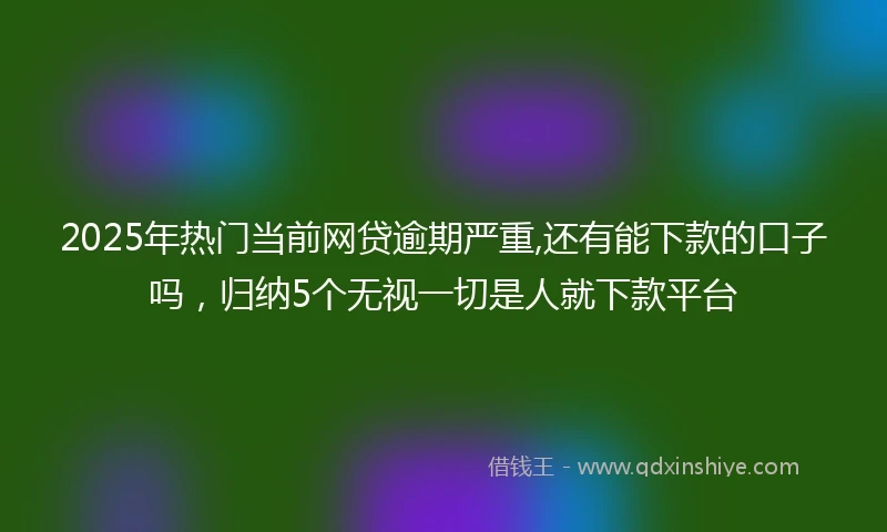 2025年热门当前网贷逾期严重,还有能下款的口子吗，归纳5个无视一切是人就下款平台