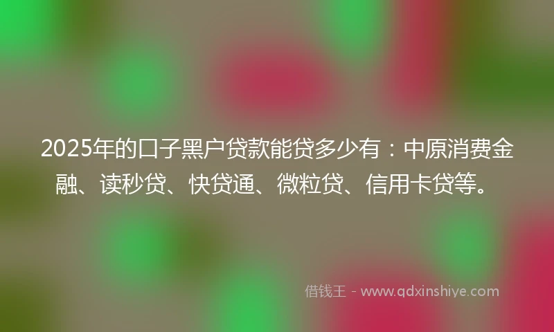 2025年的口子黑户贷款能贷多少有：中原消费金融、读秒贷、快贷通、微粒贷、信用卡贷等。