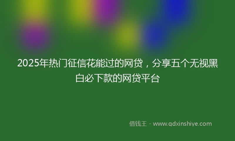 2025年热门征信花能过的网贷，分享五个无视黑白必下款的网贷平台