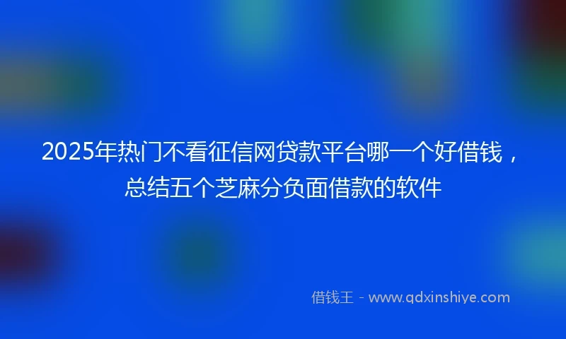 2025年热门不看征信网贷款平台哪一个好借钱，总结五个芝麻分负面借款的软件