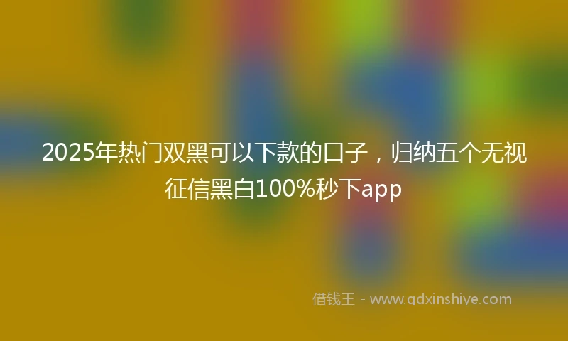 2025年热门双黑可以下款的口子，归纳五个无视征信黑白100%秒下app
