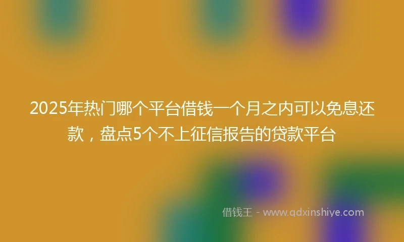 2025年热门哪个平台借钱一个月之内可以免息还款，盘点5个不上征信报告的贷款平台