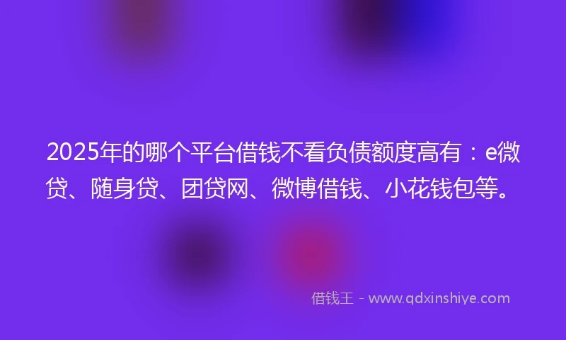 2025年的哪个平台借钱不看负债额度高有：e微贷、随身贷、团贷网、微博借钱、小花钱包等。