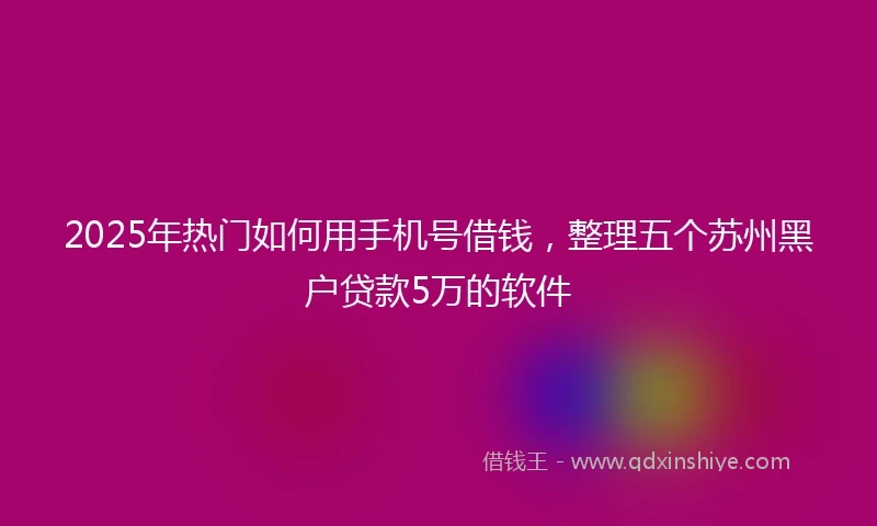 2025年热门如何用手机号借钱，整理五个苏州黑户贷款5万的软件