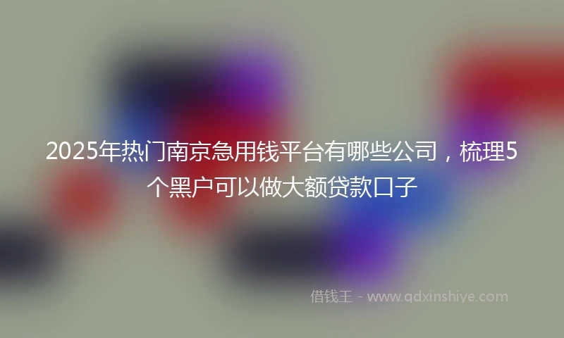 2025年热门南京急用钱平台有哪些公司，梳理5个黑户可以做大额贷款口子