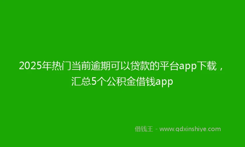 2025年热门当前逾期可以贷款的平台app下载，汇总5个公积金借钱app