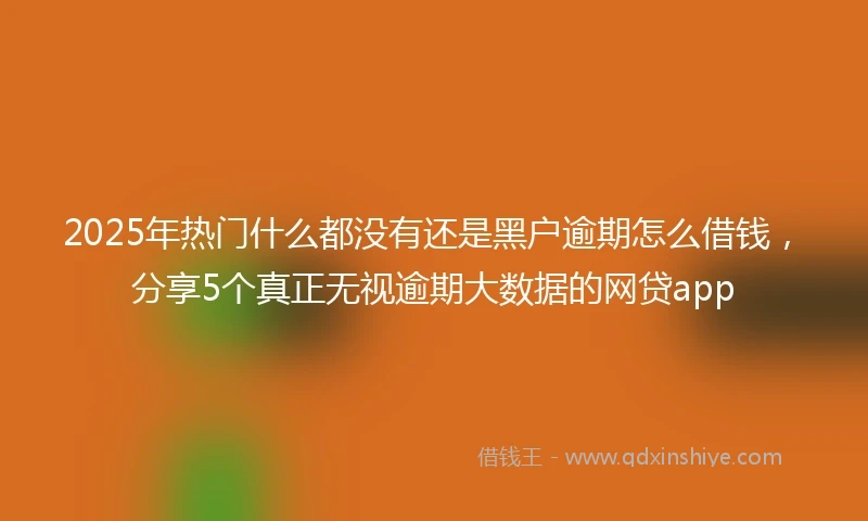 2025年热门什么都没有还是黑户逾期怎么借钱，分享5个真正无视逾期大数据的网贷app