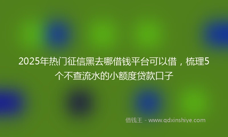 2025年热门征信黑去哪借钱平台可以借，梳理5个不查流水的小额度贷款口子