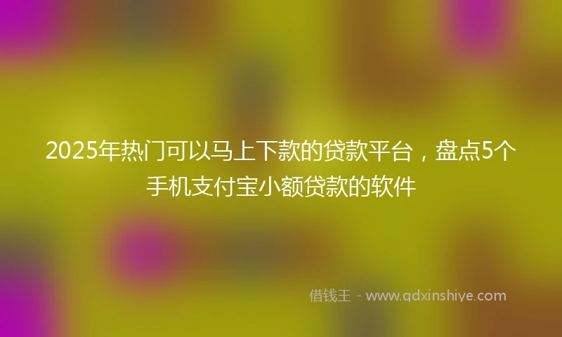 2025年热门可以马上下款的贷款平台，盘点5个手机支付宝小额贷款的软件