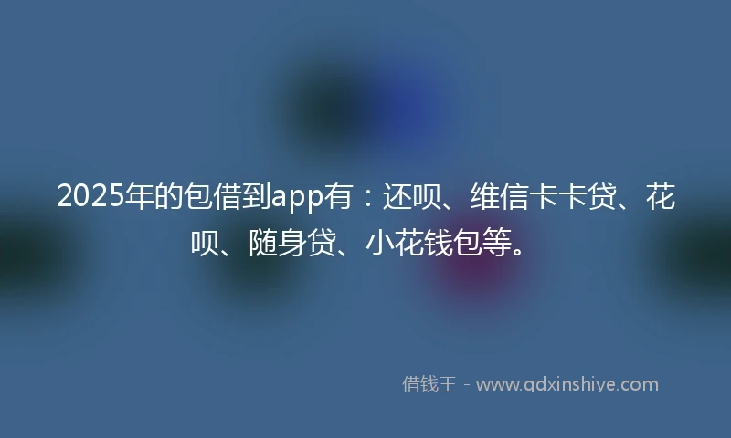 2025年的包借到app有：还呗、维信卡卡贷、花呗、随身贷、小花钱包等。