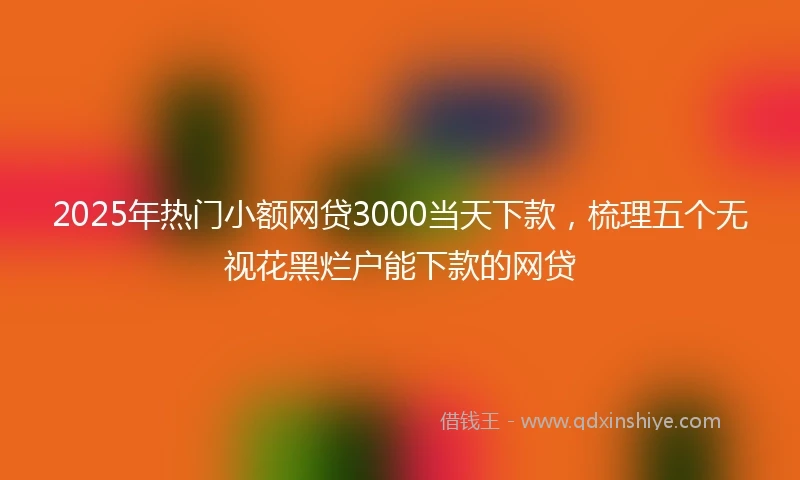 2025年热门小额网贷3000当天下款，梳理五个无视花黑烂户能下款的网贷