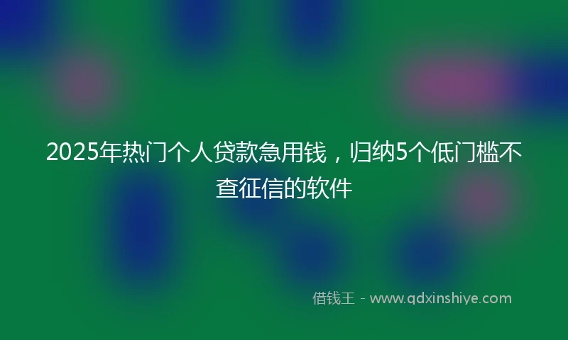 2025年热门个人贷款急用钱，归纳5个低门槛不查征信的软件
