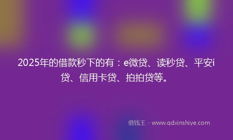2025年的借款秒下的有：e微贷、读秒贷、平安i贷、信用卡贷、拍拍贷等。