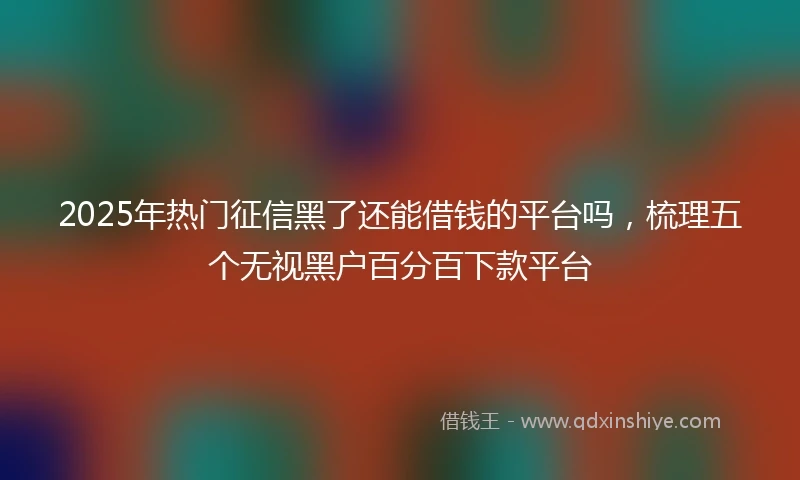 2025年热门征信黑了还能借钱的平台吗，梳理五个无视黑户百分百下款平台
