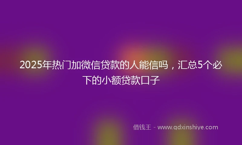 2025年热门加微信贷款的人能信吗，汇总5个必下的小额贷款口子