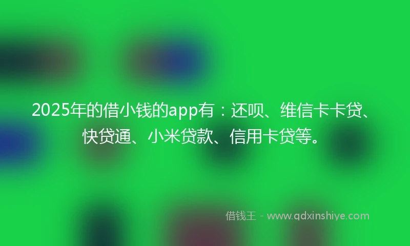 2025年的借小钱的app有：还呗、维信卡卡贷、快贷通、小米贷款、信用卡贷等。