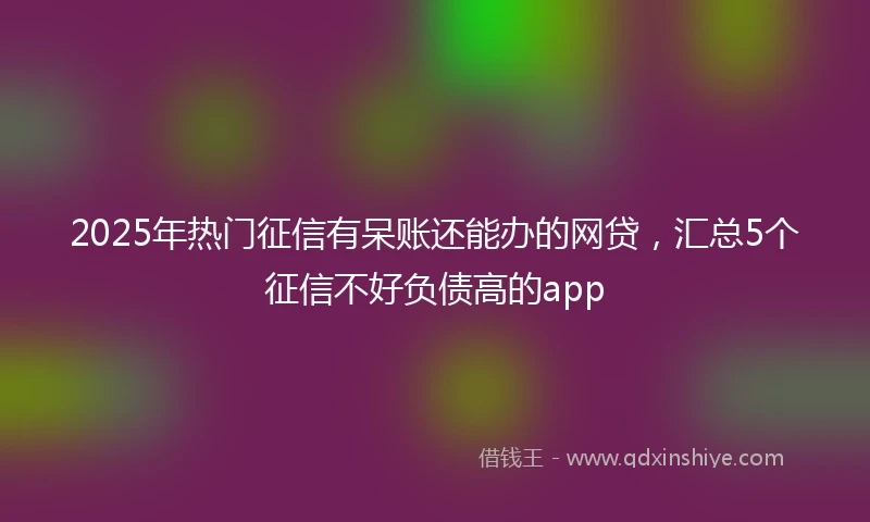 2025年热门征信有呆账还能办的网贷，汇总5个征信不好负债高的app