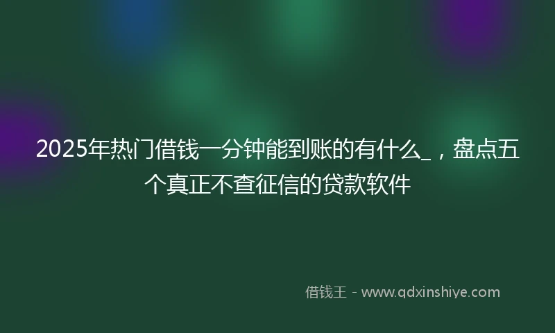 2025年热门借钱一分钟能到账的有什么_，盘点五个真正不查征信的贷款软件