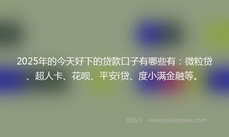 2025年的今天好下的贷款口子有哪些有：微粒贷、超人卡、花呗、平安i贷、度小满金融等。