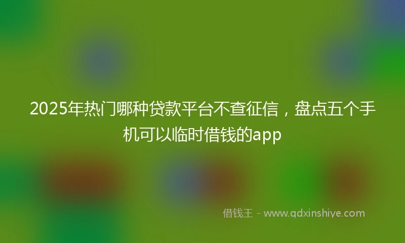 2025年热门哪种贷款平台不查征信，盘点五个手机可以临时借钱的app