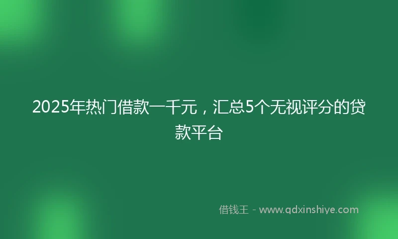 2025年热门借款一千元，汇总5个无视评分的贷款平台