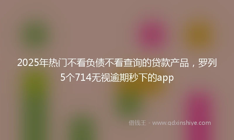 2025年热门不看负债不看查询的贷款产品，罗列5个714无视逾期秒下的app