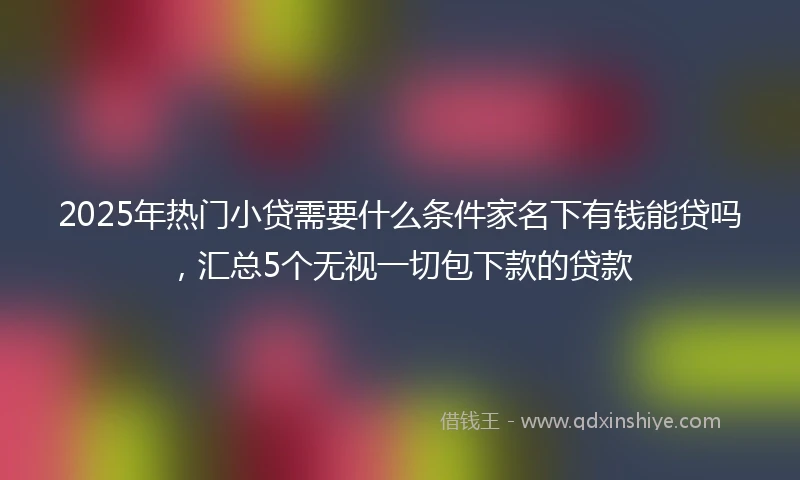 2025年热门小贷需要什么条件家名下有钱能贷吗，汇总5个无视一切包下款的贷款