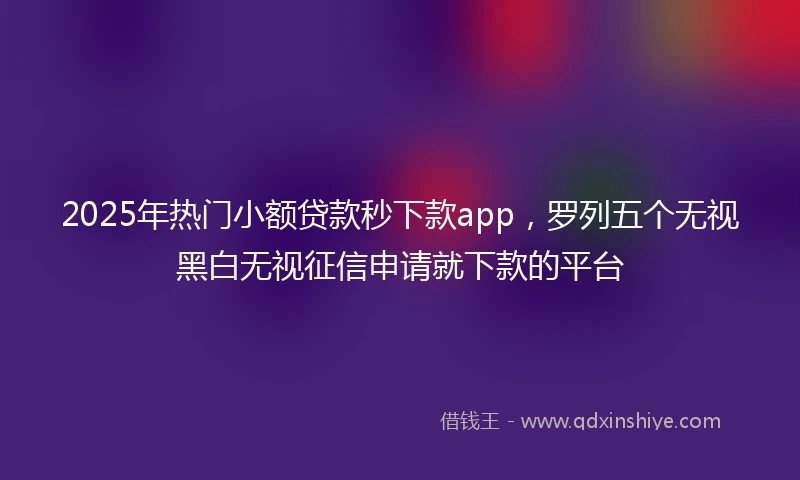 2025年热门小额贷款秒下款app，罗列五个无视黑白无视征信申请就下款的平台