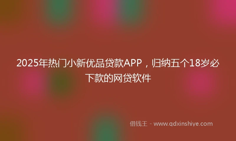 2025年热门小新优品贷款APP，归纳五个18岁必下款的网贷软件
