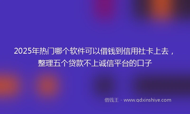 2025年热门哪个软件可以借钱到信用社卡上去，整理五个贷款不上诚信平台的口子