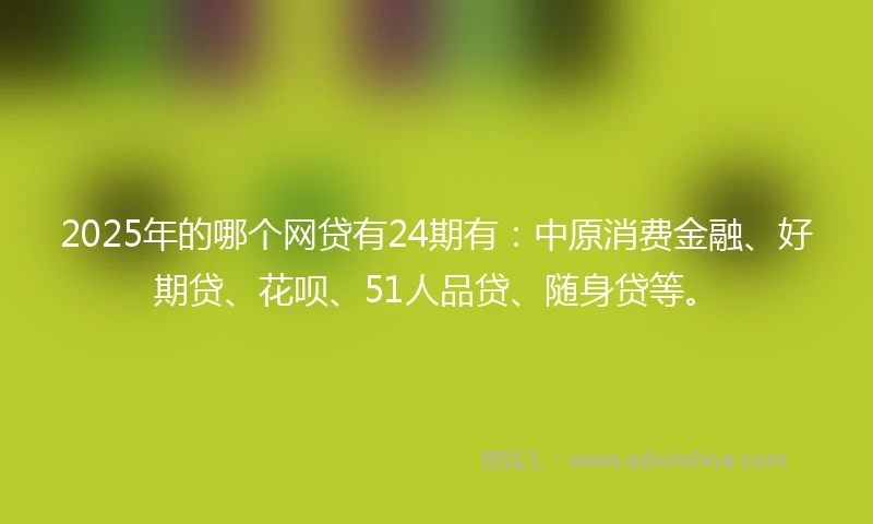 2025年的哪个网贷有24期有：中原消费金融、好期贷、花呗、51人品贷、随身贷等。