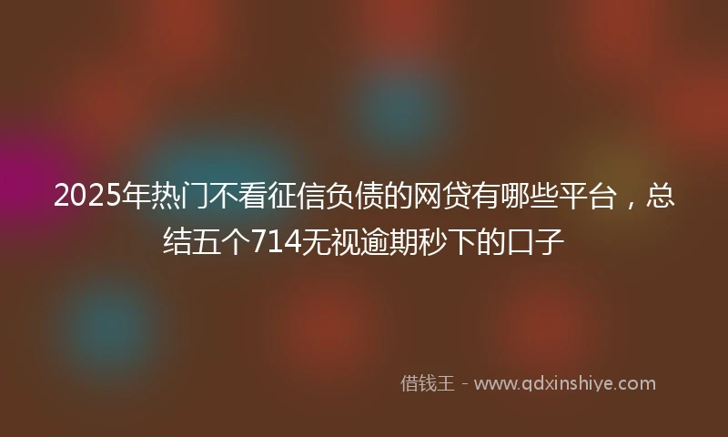 2025年热门不看征信负债的网贷有哪些平台，总结五个714无视逾期秒下的口子