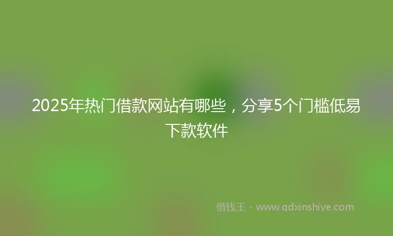 2025年热门借款网站有哪些，分享5个门槛低易下款软件
