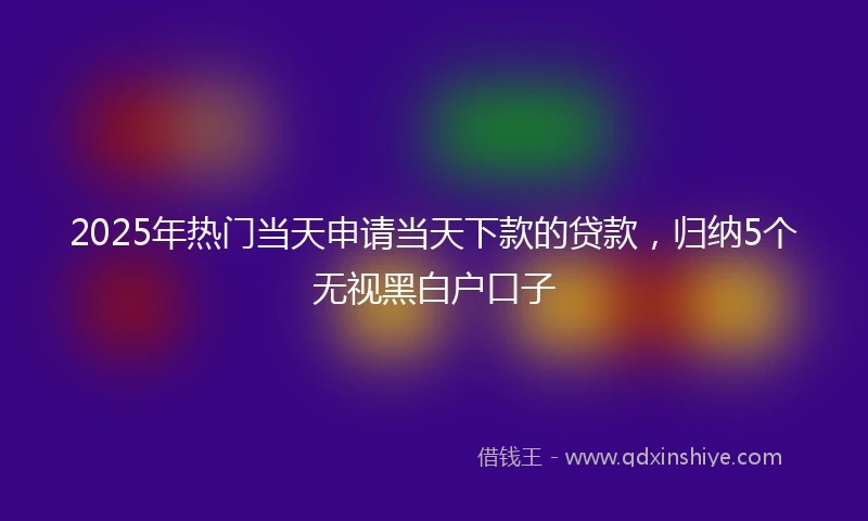 2025年热门当天申请当天下款的贷款，归纳5个无视黑白户口子