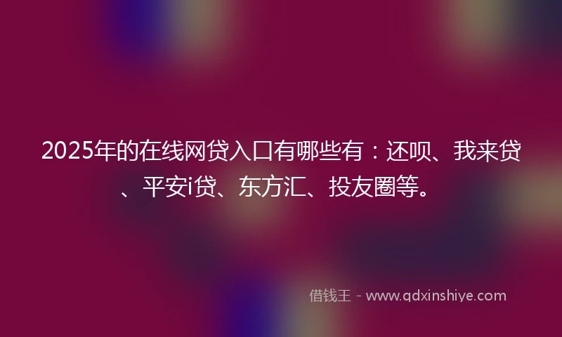 2025年的在线网贷入口有哪些有：还呗、我来贷、平安i贷、东方汇、投友圈等。